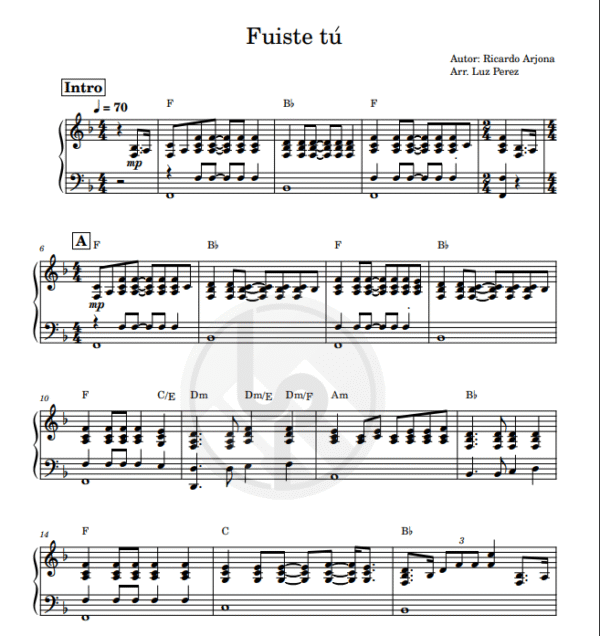Fuiste tu Fuiste tú (Piano acompañamiento + backing track)