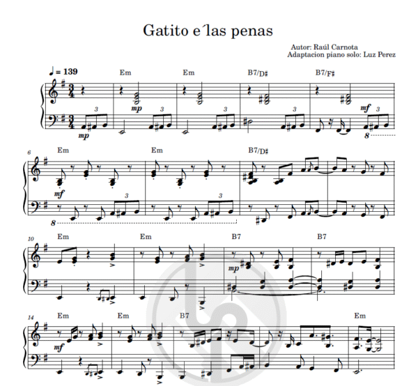 gatito Gatito e'las penas (Versión piano)