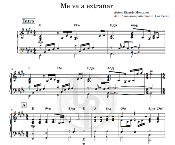 Me va a extrañar (Piano acompañamiento + backing track)