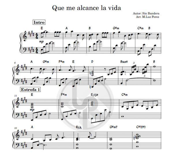 Que me alcance la vida (Piano acompañamiento + Backing track)