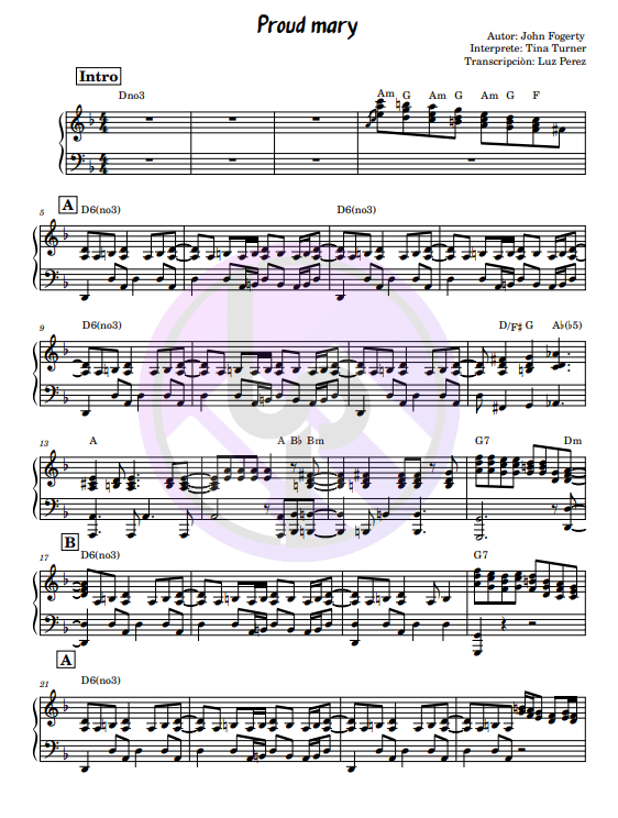 Proud mary (Piano acompañamiento + backing track)